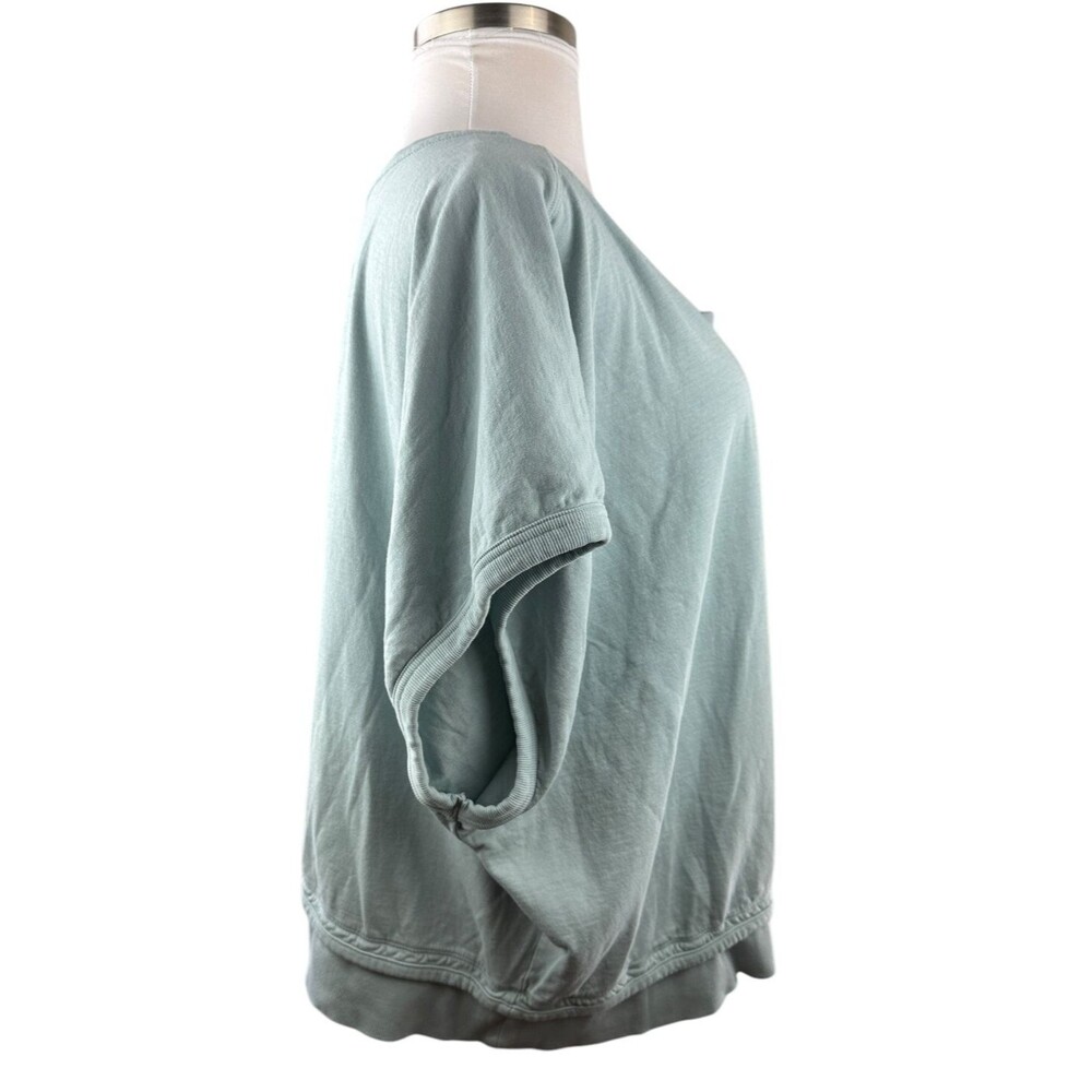 ✨2/$20 Athleta Sundown Shirred Pale Blue Pullover SS Sweatshirt Plus Size 3X - Picture 7 of 10
